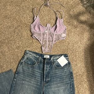 Miss 8 Liliac lace corset bra top in M